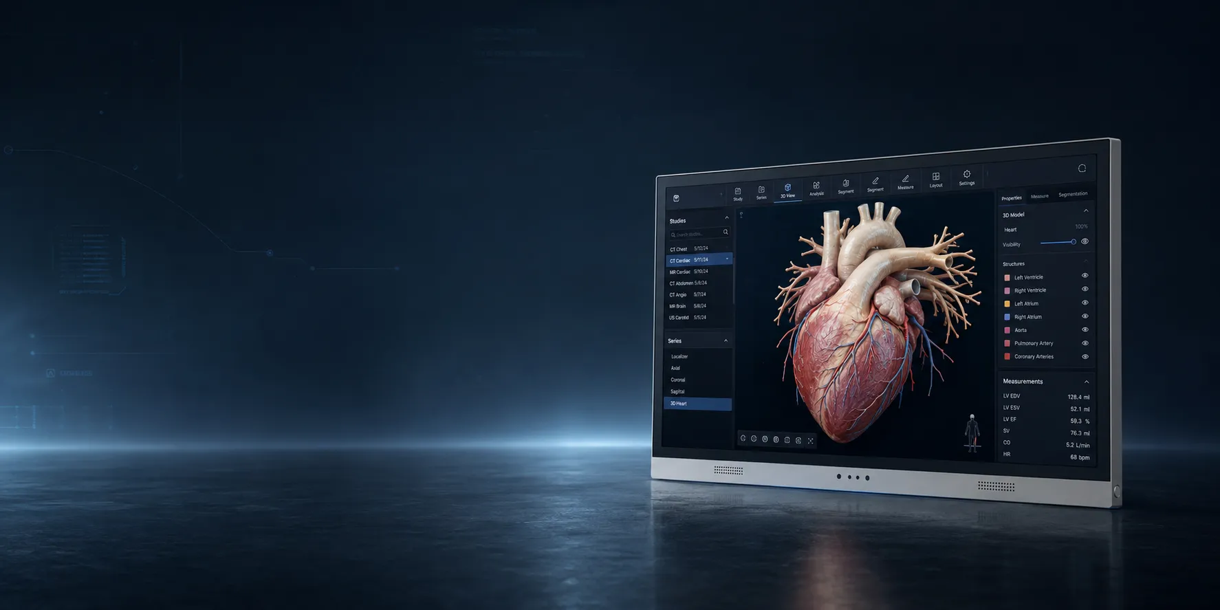 Medical 3D Visualization / Anatomy Education spatial display use case background.