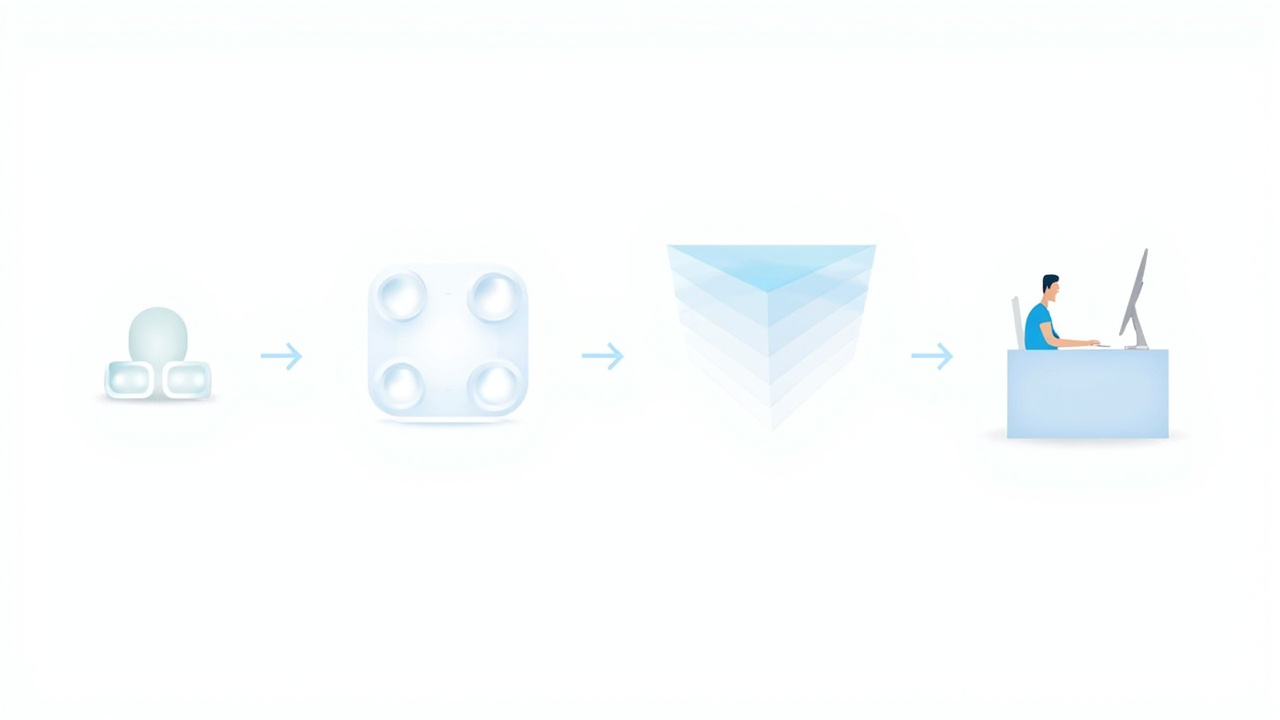 Workflow steps showing stereo source, 3DV Spatial Player, and the spatial display delivering depth to a seated reviewer