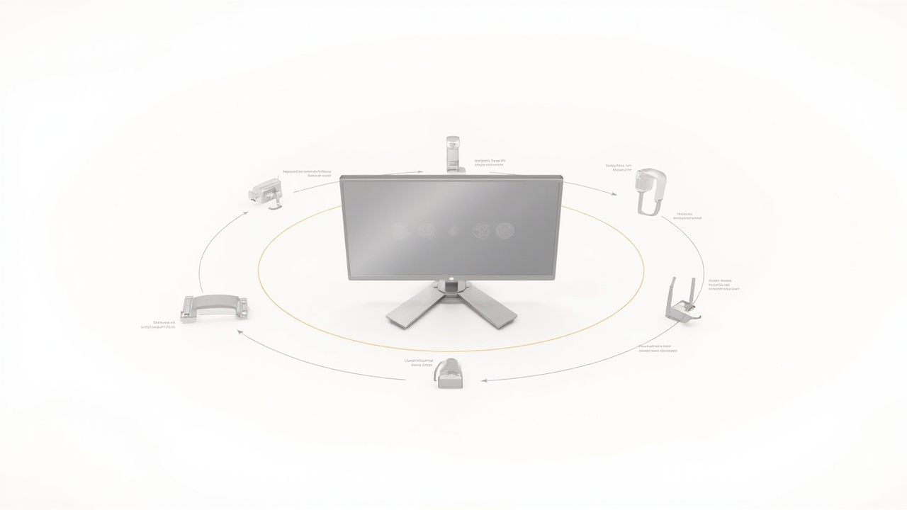 Workflow diagram showing medical, industrial, CAD, and microscope review scenarios on a 3D ready monitor