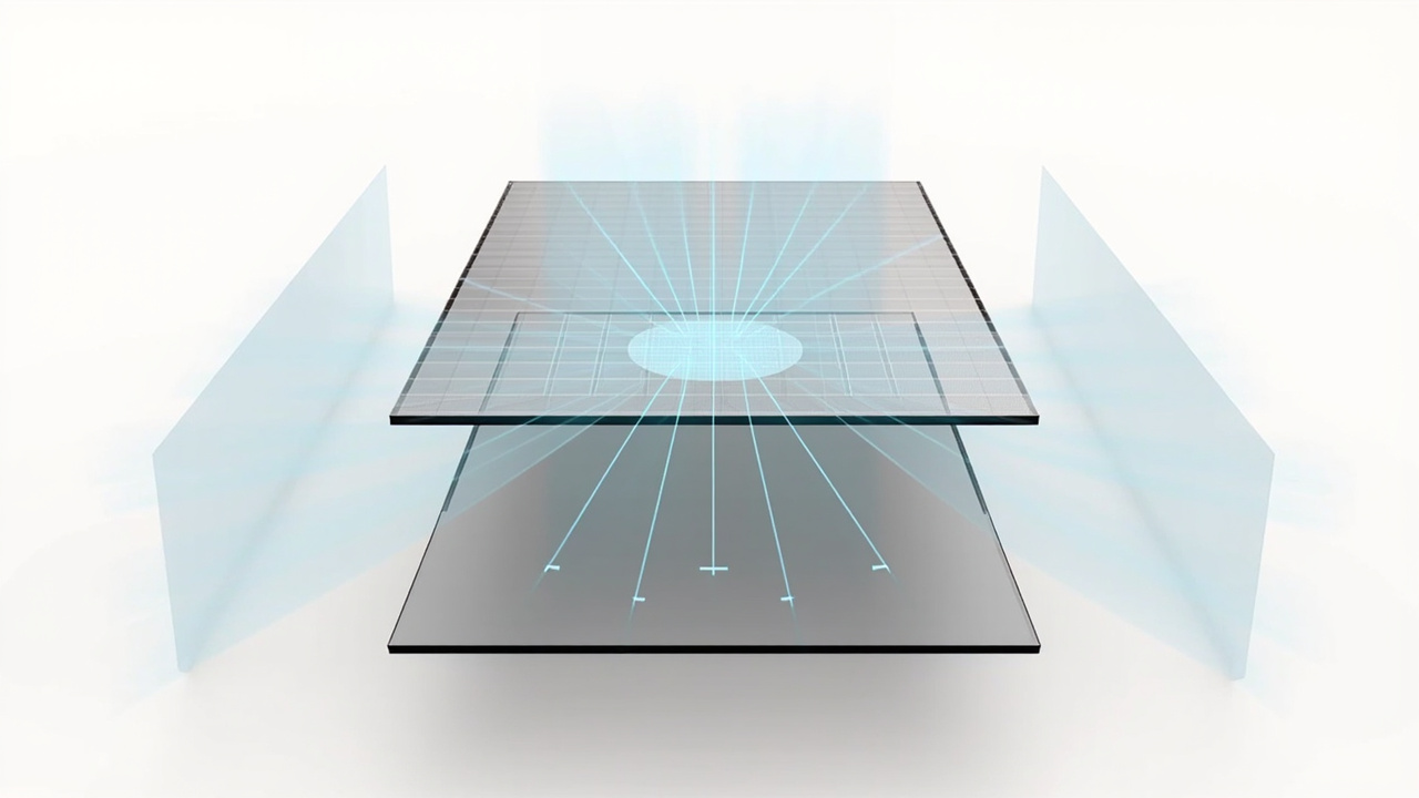 Parallax barrier layer in front of an LCD panel illustrating the fixed-zone stereo principle