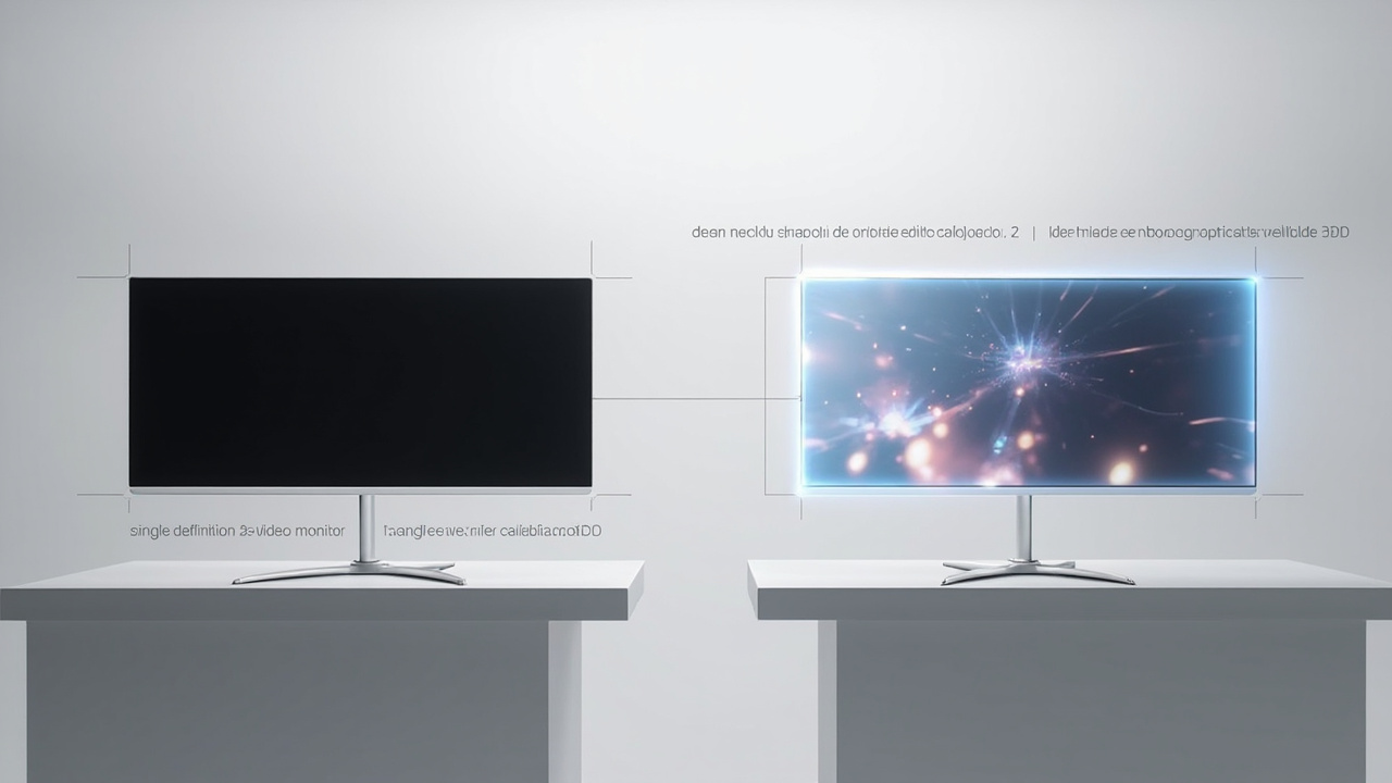 Diagram comparing a traditional professional video monitor and a glasses-free 3D Spatial Display at the workstation level.