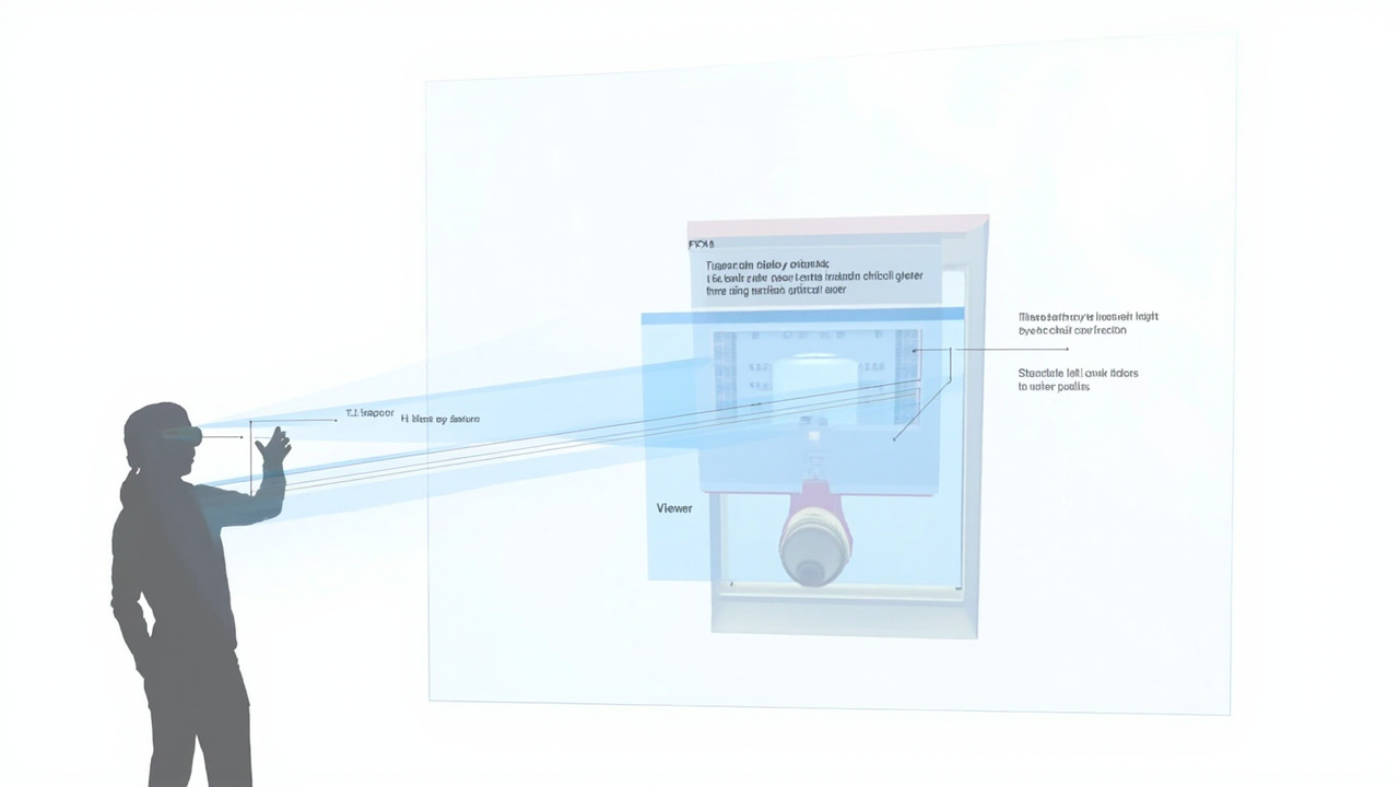 Diagram explaining how autostereoscopic spatial signage produces left-eye and right-eye views